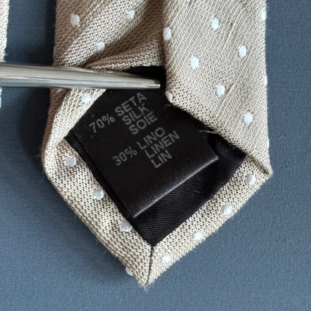 SAND Silk Linen Polka Dot  Mens Necktie | Length 60
